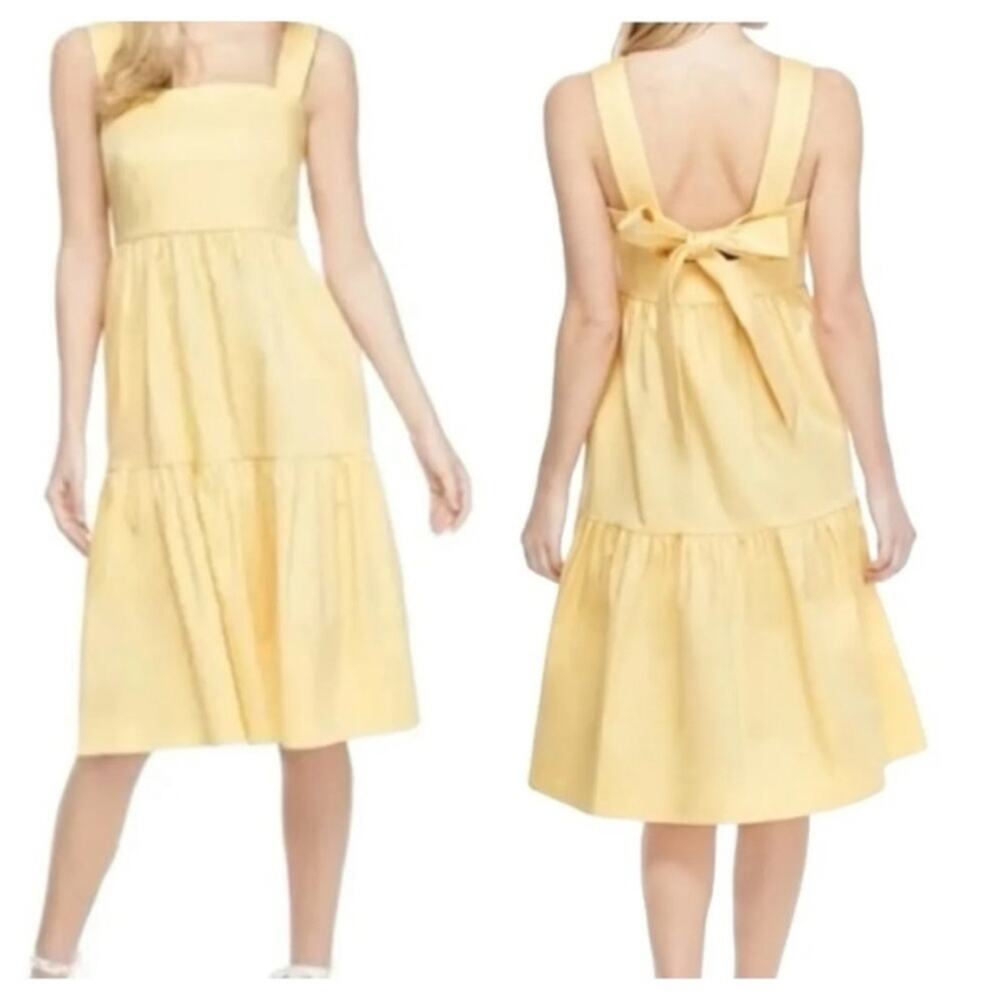 Gal Meets Glam Desiree Yellow Bow Back Tiered Dress 2